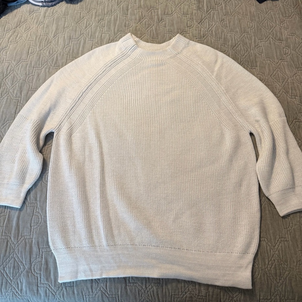 Barbour Pale Grey Cable Knit Crewneck Sweater